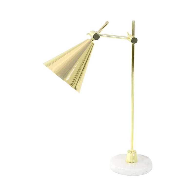 Contemporary Gold Iron Task Lamp with White Marble Base by Studio 350