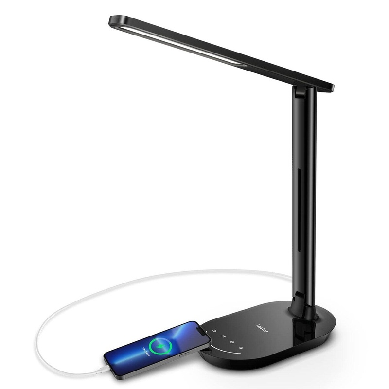 LED Desk Lamp, Dimmable Eye-Protecting Table Lamps, USB Charging Port, 4 Color Temperature Modes, 5 Brightness Levels