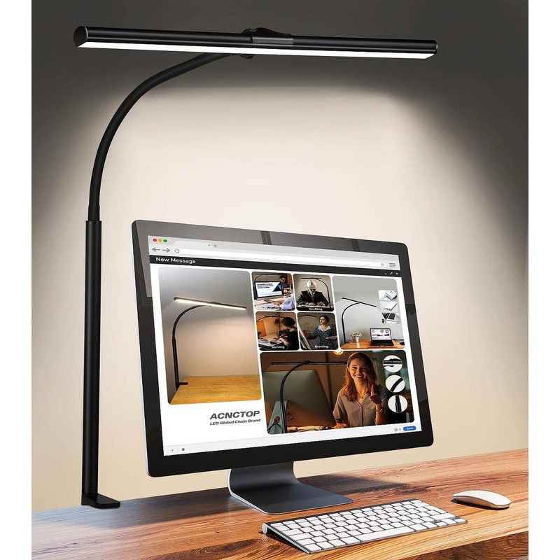 LED Desk Lamp for Office Home - Eye-Caring Architect Task Lamp 25 Lighting Modes Adjustable Flexible Gooseneck Clamp Light