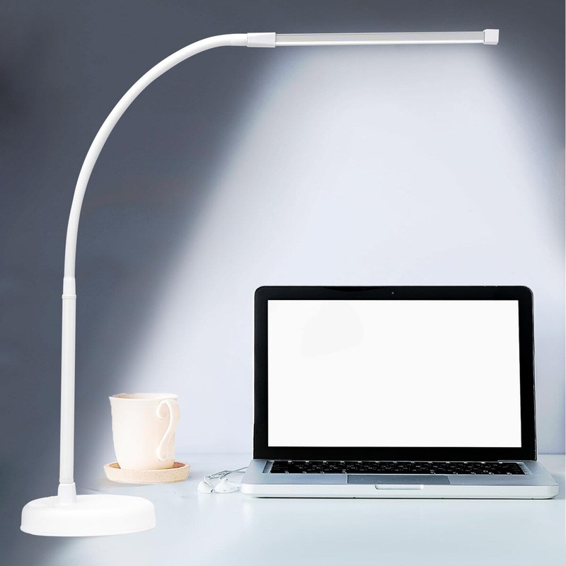 LED Desk Lamp, Swing Arm Architect Task Lamp with Long Flexible Gooseneck, Heavy Base, 3 Color Modes, 10 Brightness Levels