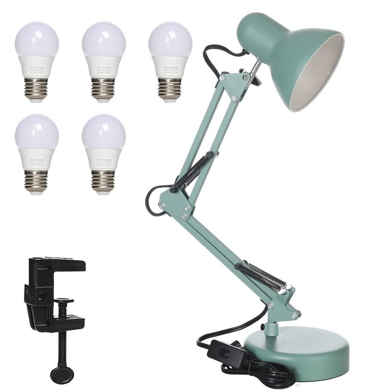 Led Desk Lamp with Clamp - Swing Arm Desk Lamp with 5 LED Cold Light Bulbs 6500K - Folding Table LampUsed
