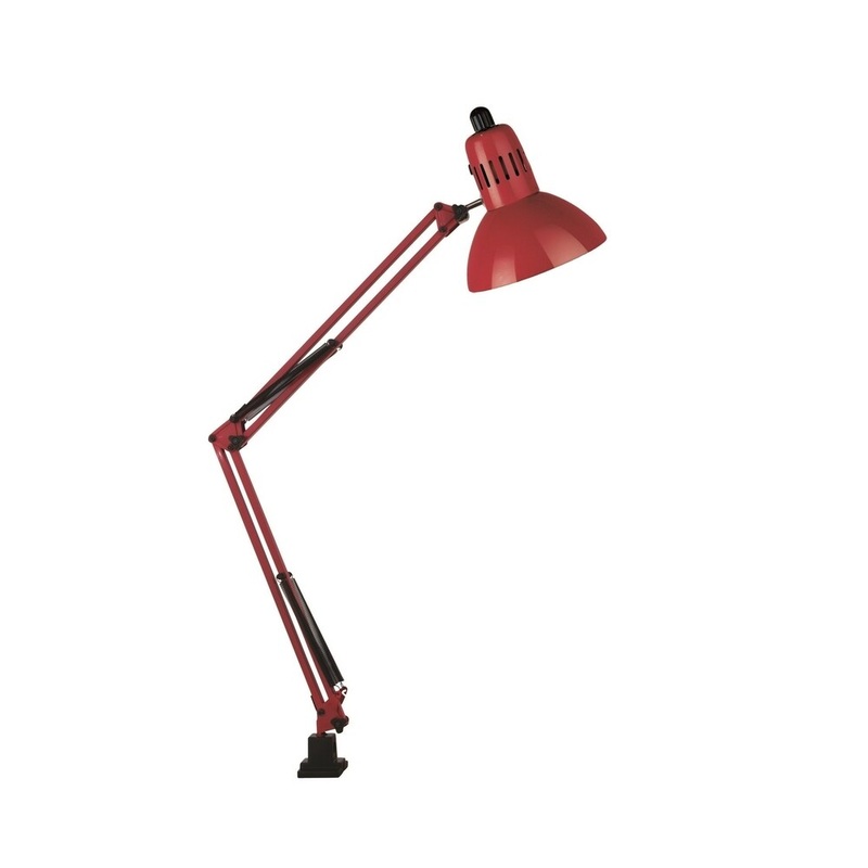 Lite Source Swing Arm Fluorescent Clamp-on Lamp, Red