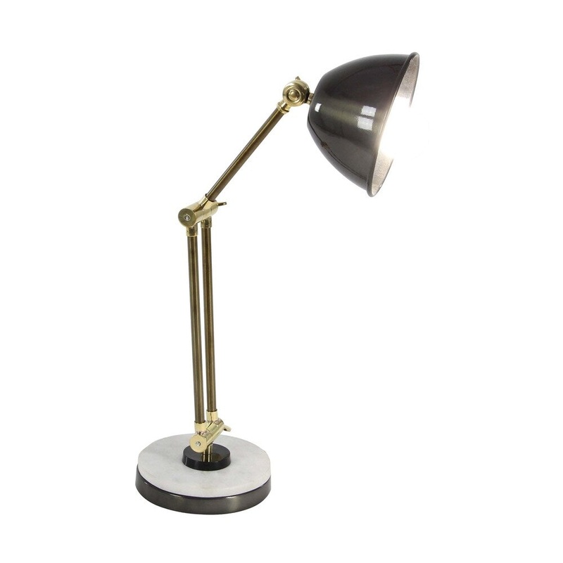 Modern Gray Iron and Marble Task Lamp by Studio 350