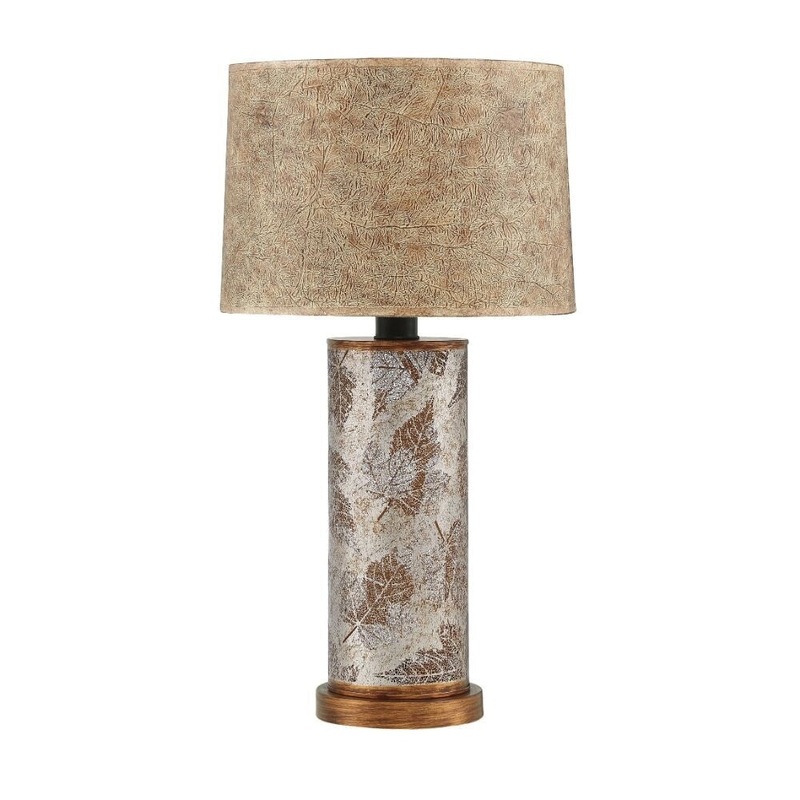 Q-Max A Floral Pattern Metal Base Lovely Table Lamp