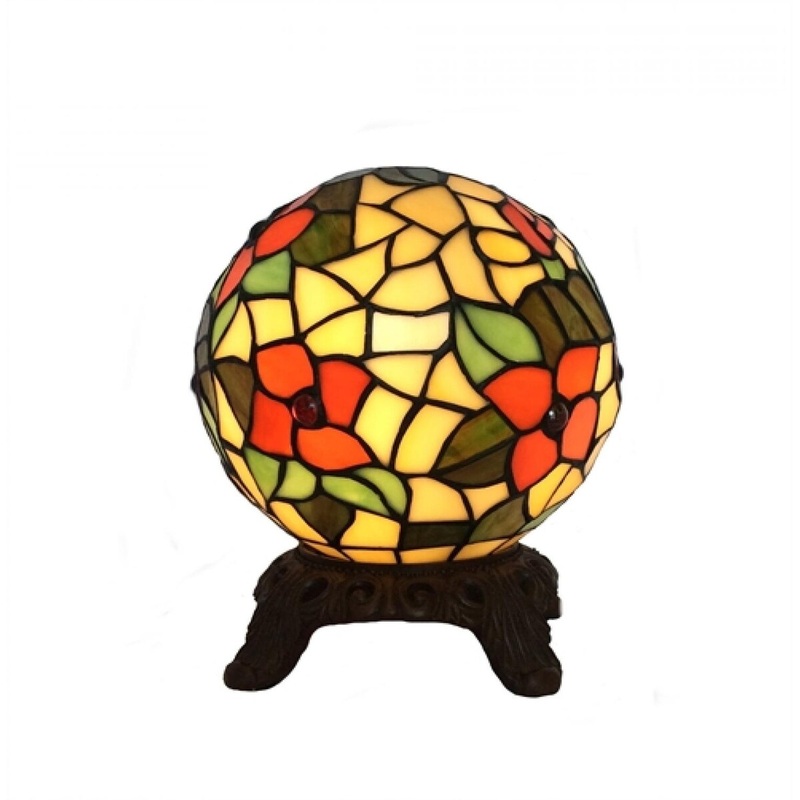 Spherical Floral Stained Glass Desk Lamp