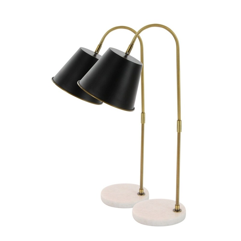 Studio 350 Set of 2, Metal Marble Task Lamp 15 inches wide, 26 inches high
