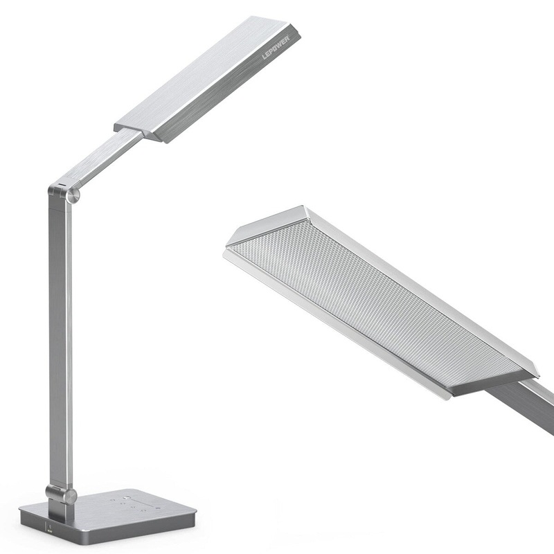 Bright LED Desk Lamp - 900LM 24W Touch Control Desk Light with Dual USB Charging Ports, Eye-Caring Table Light