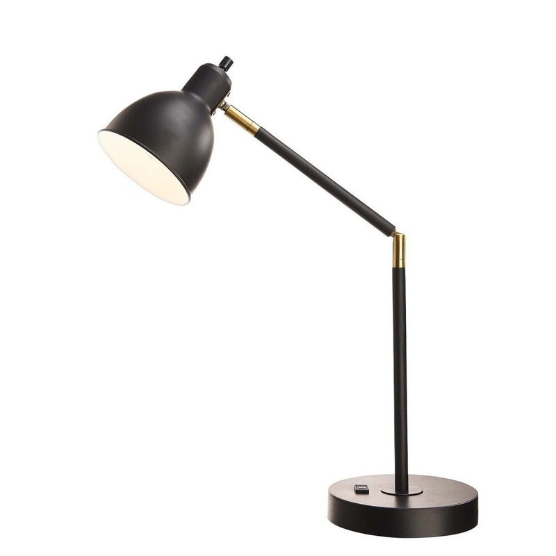 Carson Carrington Aalestrup Black Metal and Brass 20.75-inch Desk Lamp