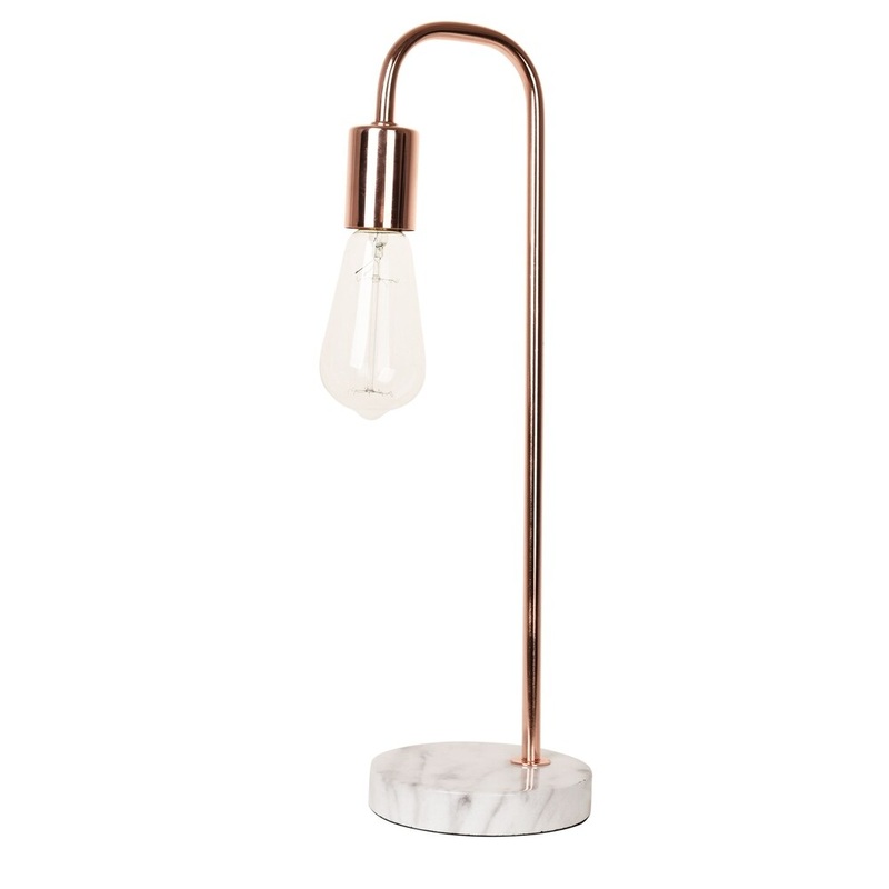 Carson Carrington Praesto Rose Gold and Faux Marble 19-Inch Desk Lamp - rose gold