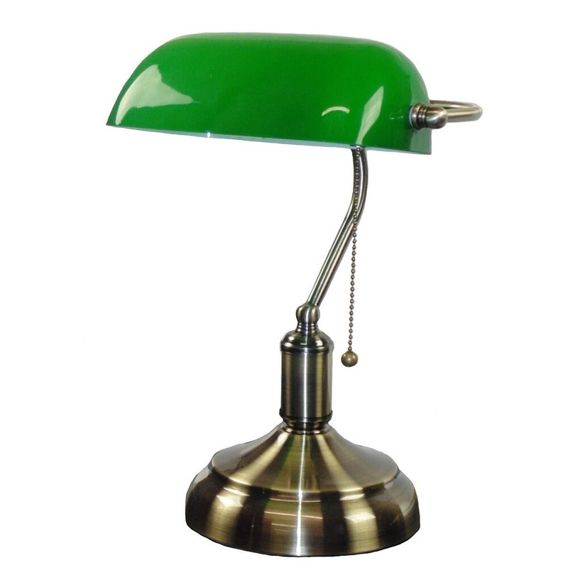 Classic Bronze Green Shade Bankers Lamp