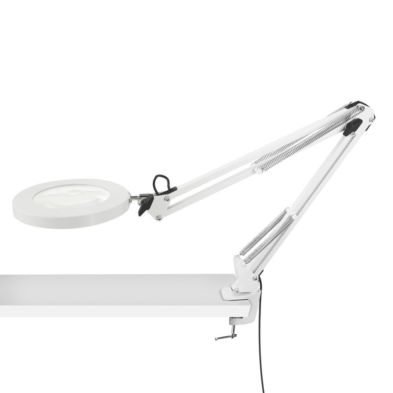 Dubois White LED Desk Lamp Adjustable Arm Dimmable Glass Magnification