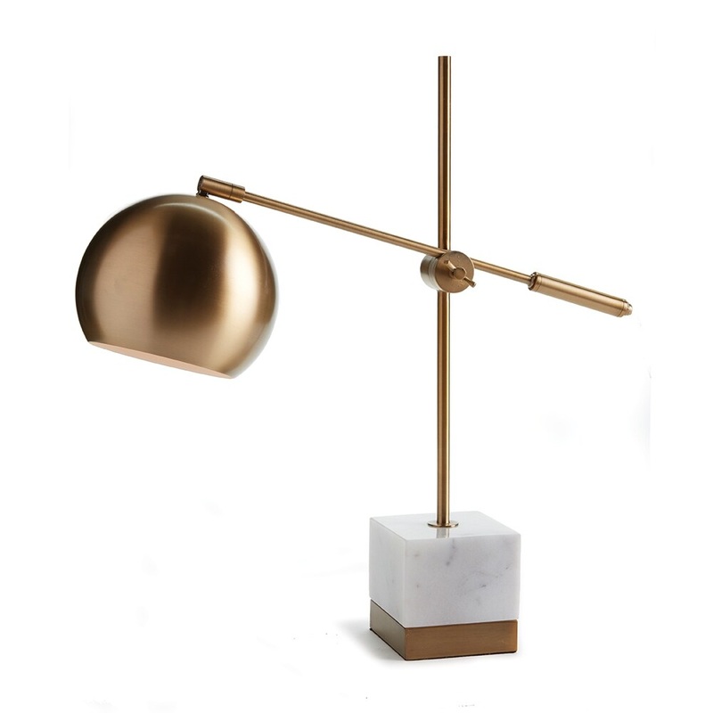 Graydon 23 inch White Marble and Brass Desk Lamp