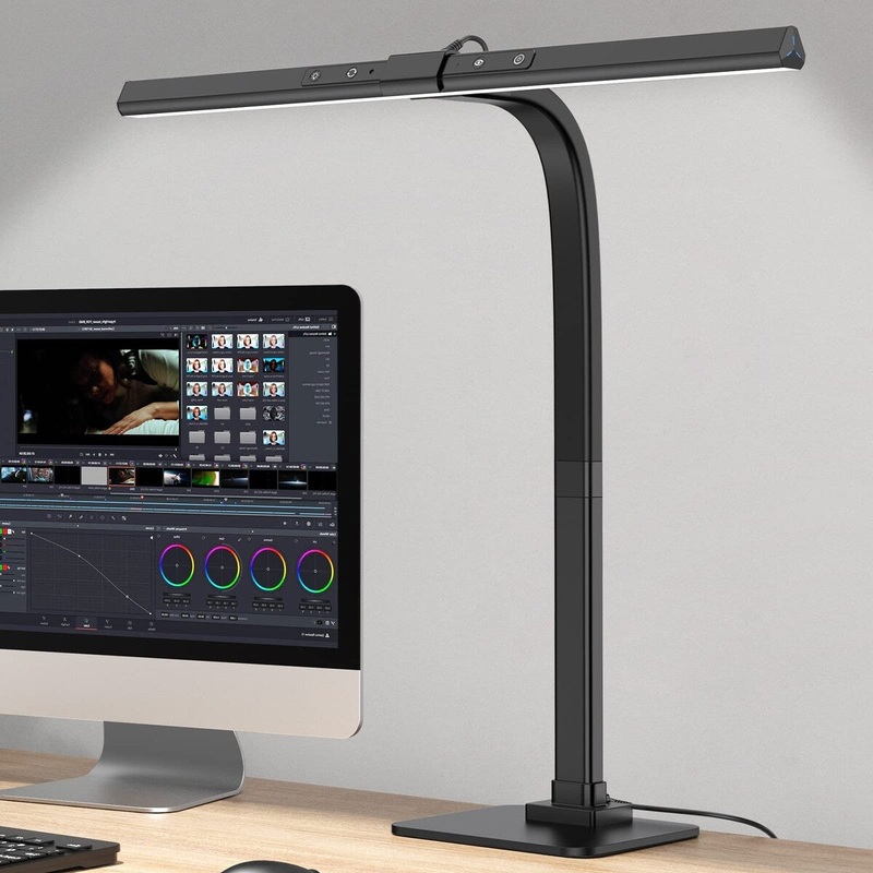 LED Desk Lamp, 12W Bright Architect Desk Lamps for Home Office, Dimmable Tall Table Lamp with Base, Eye-Care Modern Task Lamp