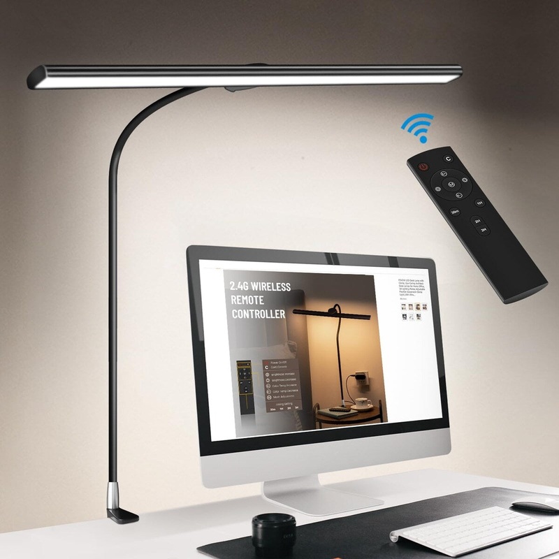 LED Desk Lamp with Clamp, Eye-Caring Architect Desk Lamps for Home Office, 24W Ultra Bright LED 3 Modes 6 Brightness