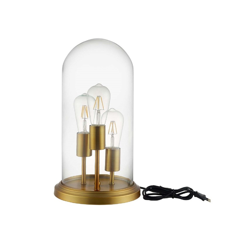 Modway Admiration Vintage Brass Metal and Glass Cloche End Table Lamp - N/A
