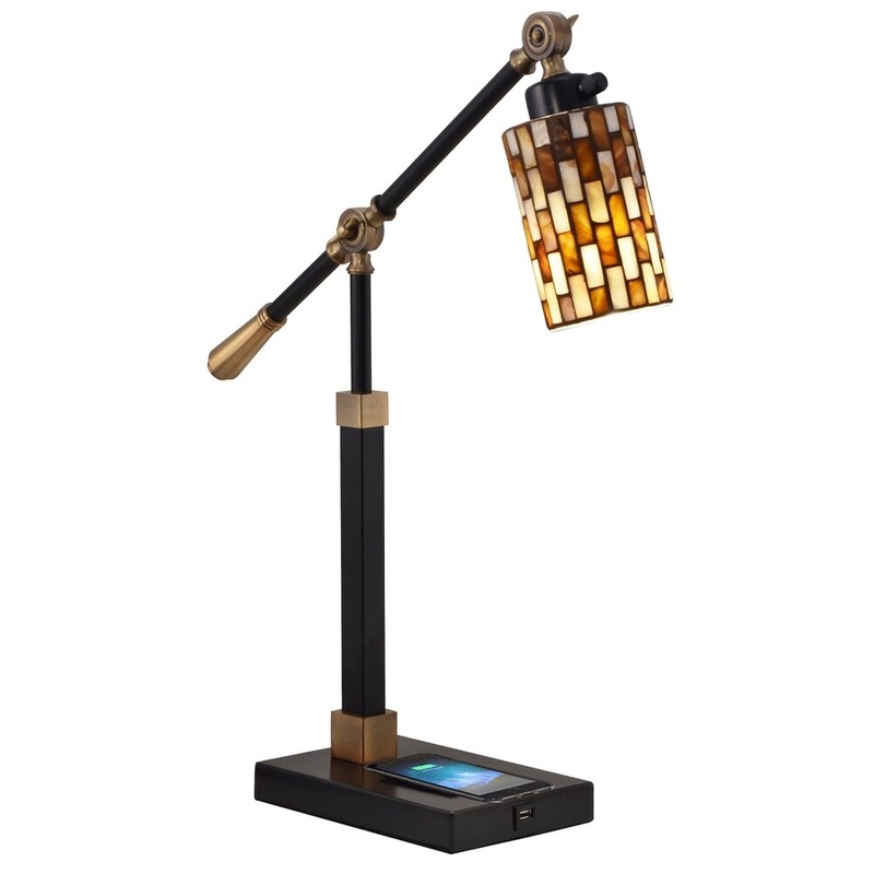 Myriad Mosaic Desk Lamp With Wireless and USB Charger