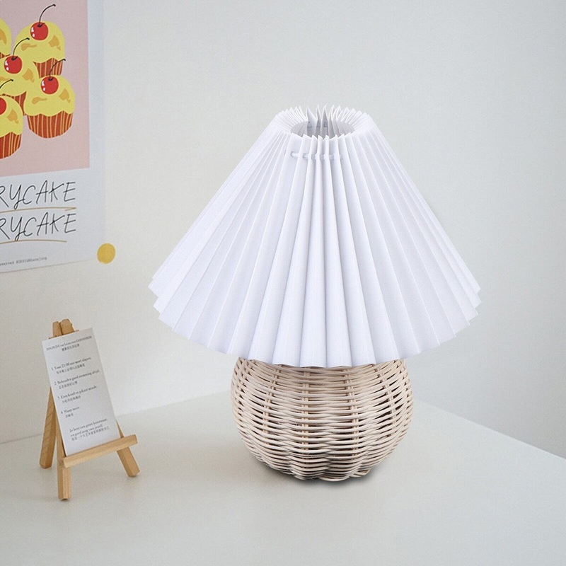 Rattan Desk Lamp - Bedroom Nightstand Reading Light