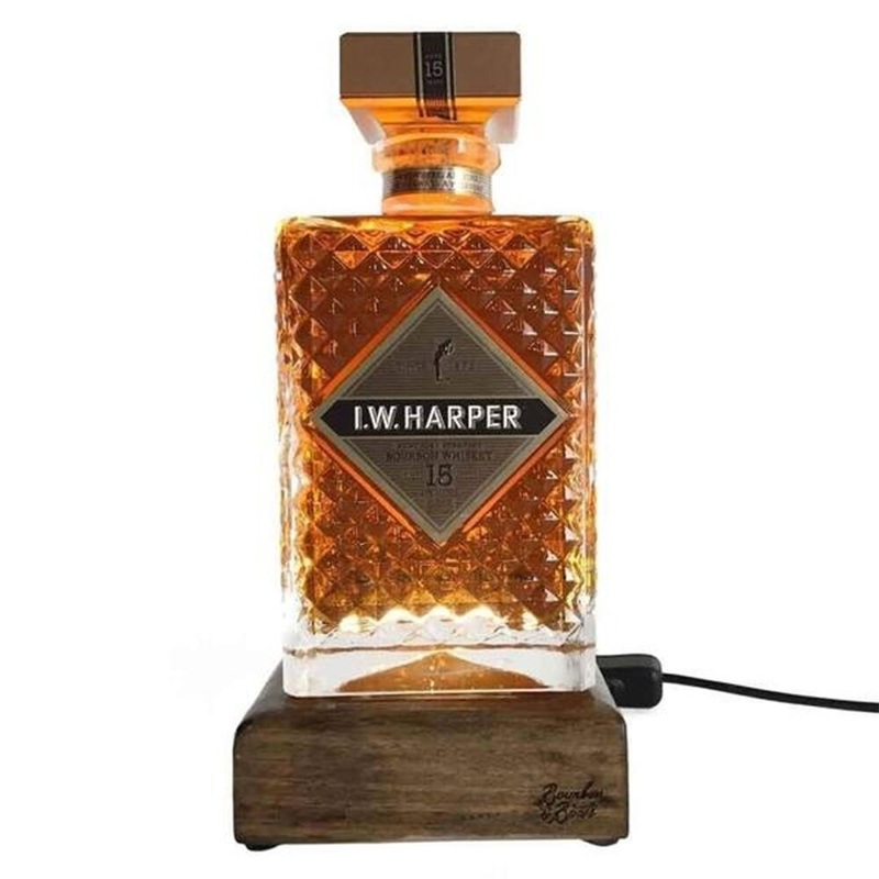 Reclaimed Bourbon & Whiskey Bottle Liquid Desk Lamp - I.W. Harper