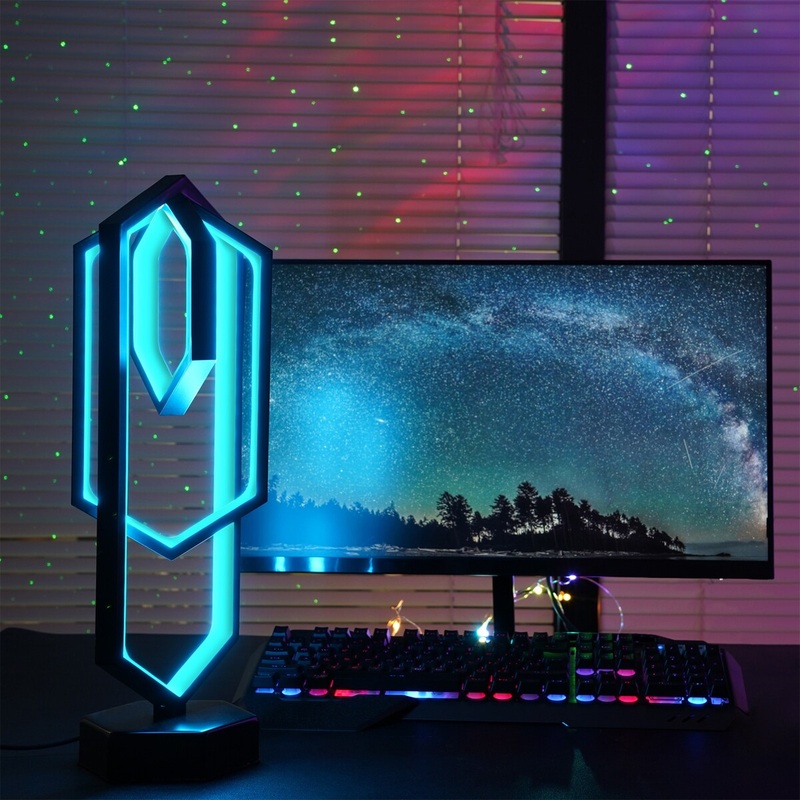 RGB Polygon Remote Control Desk Lamp, Music Rhythm Atmosphere Lights