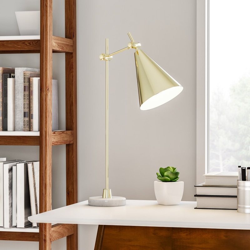 Carson Carrington Tampere Classy Golden Finish Metal Marble Task Lamp