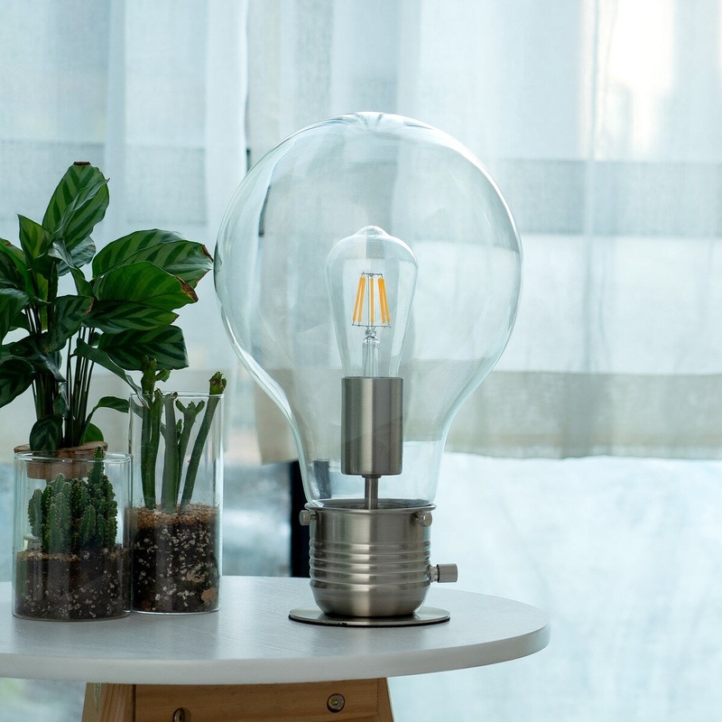 CO-Z 13" Bulb-in-a-Bulb Table Lamp Desk Lamp Brushed Nickel Finish - Brushed Nickel