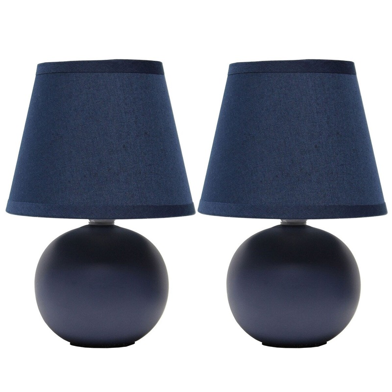 Creekwood 8.66" Ceramic Orb Base Bedside Table Desk Lamp, Two Pack Set - Blue - 12.20x6.29x8.26