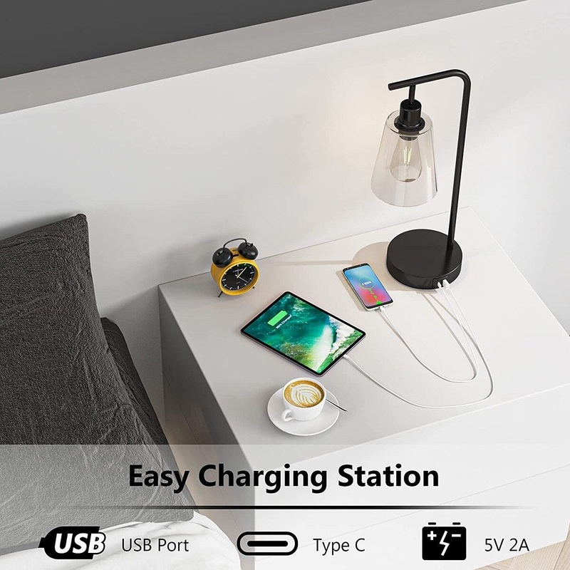 Desk Lamp with USB Port Type C, Touch Control 3-Way Dimmable - 17.83 x 8.86 x 7.24 inches
