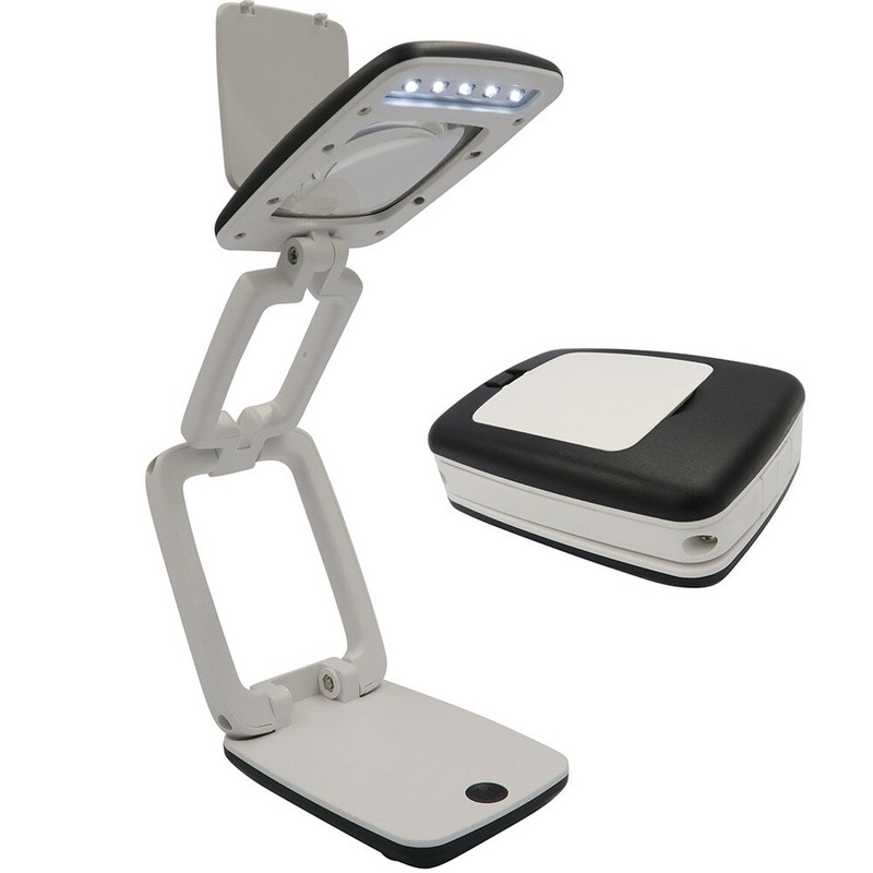 Evelots Desk Light-LED-Foldable-3X Magnifying Glass-Easy Carry-2 Light Settings