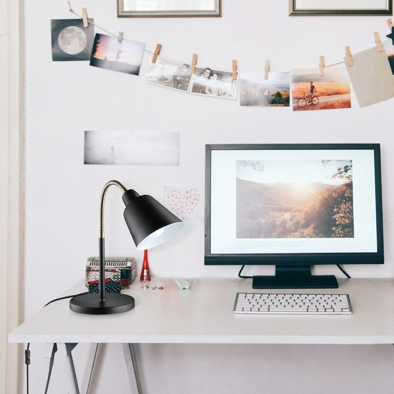 Forest 16" Matte Desk Lamp with Matte Brass Accent Gooseneck