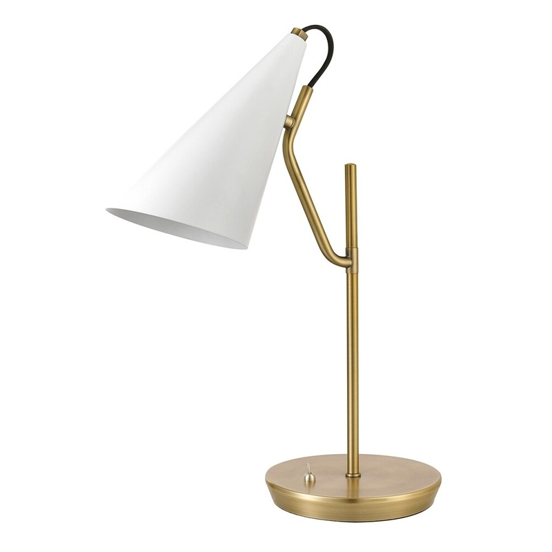 Hartford 18" Matte Brass Desk Lamp with Matte White Shade