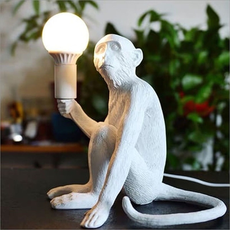Maro Sitting Monkey Lamp - White - 12