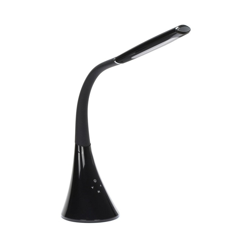 OFM 4010-BLK LED Desk Lamp with Integrated On/Off Switch and USB Charging Port, Black