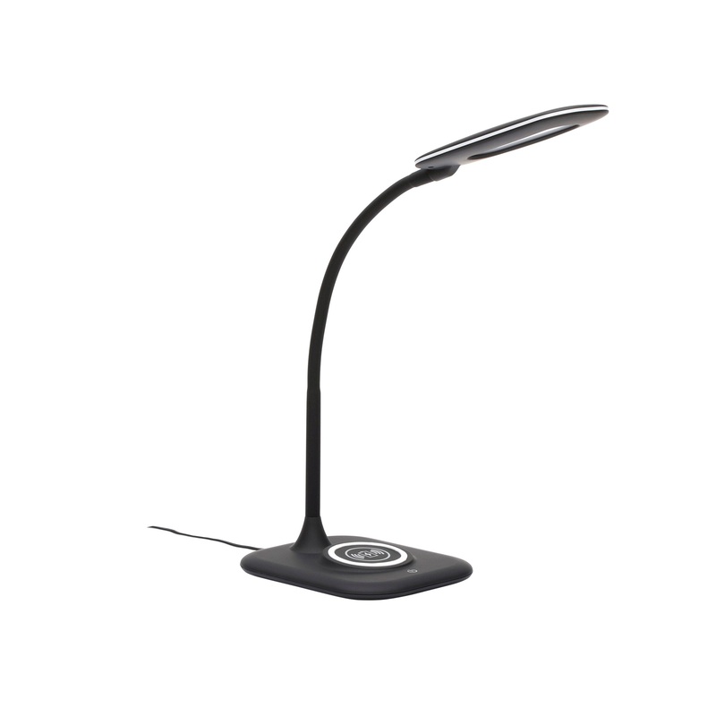 OFM ESS-9004-BLK Essentials LED Desk Lamp with Integrated Wireless Charging Station, Black