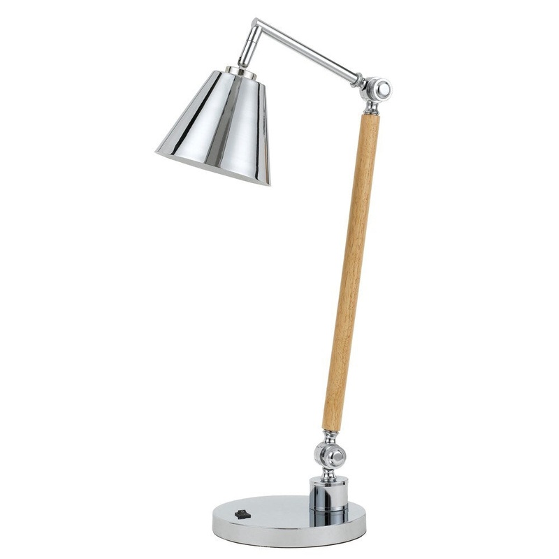 Perry Chrome Metal and Wood 60-watt Desk Lamp