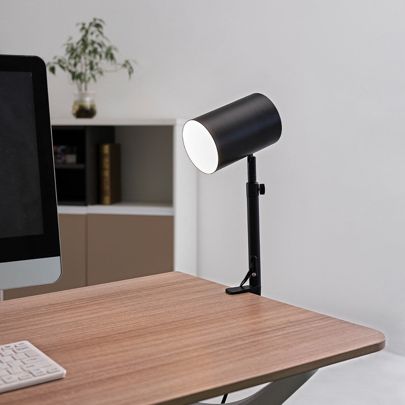 Pratt 18" Matte Black Adjustable Height Clamp-Arm Desk Lamp with In-Line On/Off Switch