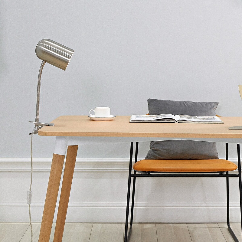 Carter 15" Brushed Nickel Clip-Arm Desk Lamp with Adjustable Gooseneck