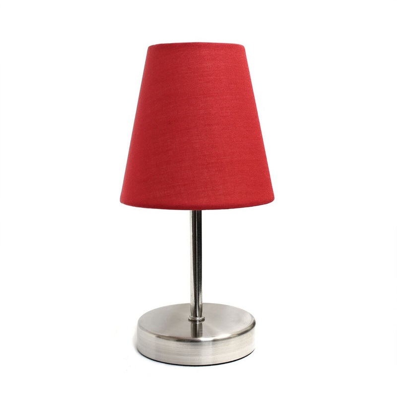 Creekwood 10.5" Traditional Petite Metal Stick Bedside Table Desk Lamp - Sand Nickel/Red - 6x6x9.5
