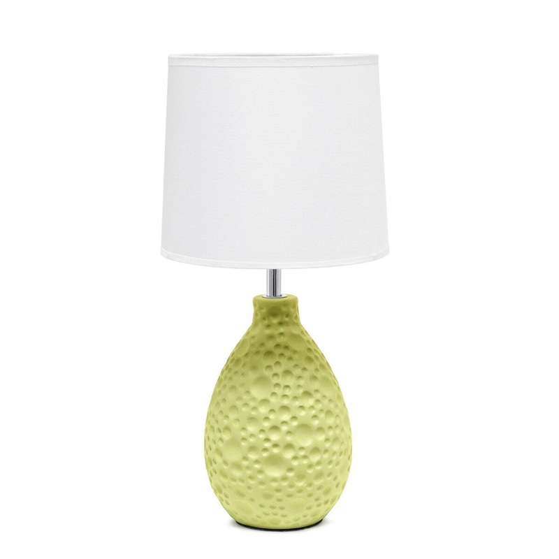 Creekwood 14.17" Ceramic Textured Thumbprint Tear Drop Shape Desk Lamp - Green - 8.07x7.95x12.8