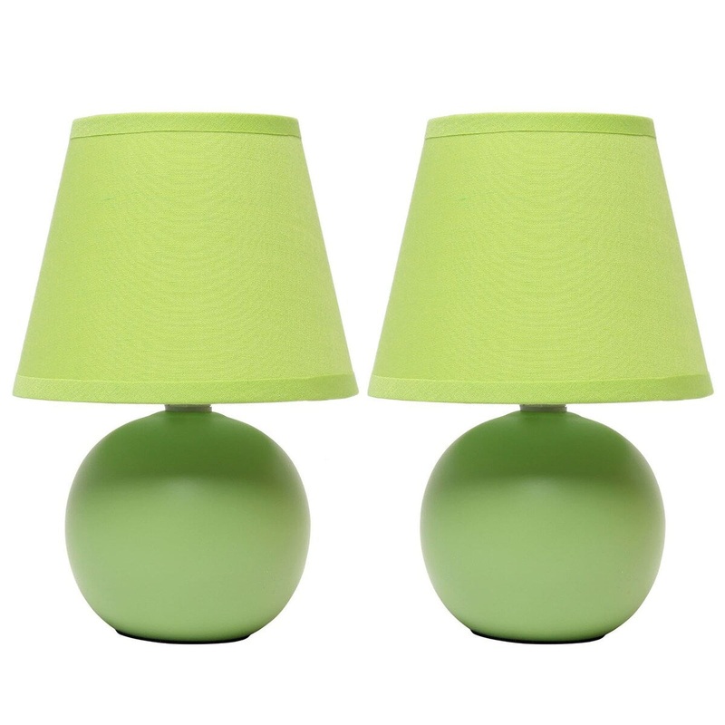 Creekwood 8.66" Ceramic Orb Base Bedside Table Desk Lamp, Set of 2 - Green - 12.20x6.29x8.26