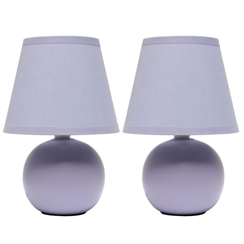 Creekwood 8.66" Petite Ceramic Orb Base Table Desk Lamp, Two Pack Set - Purple - 12.20x6.29x8.26