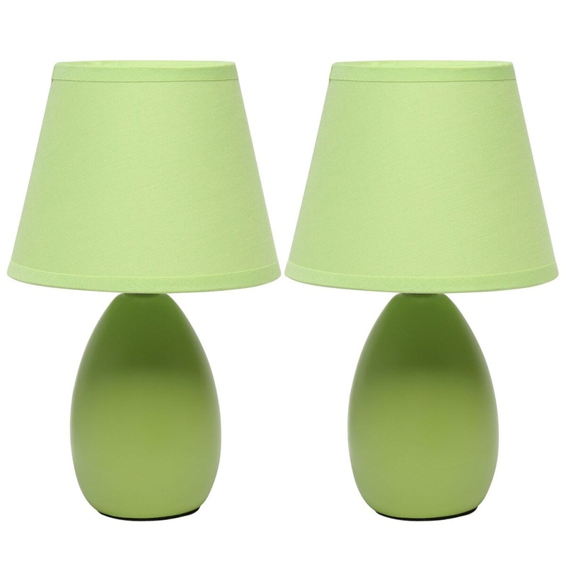 Creekwood 9.45" Petite Ceramic Oblong Bedside Table Desk Lamp Set of 2 - Green - 12.20x6.29x8.07