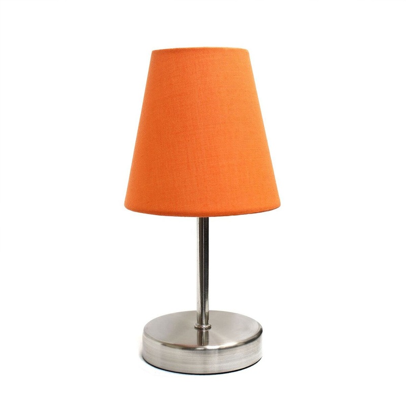 Creekwood Nauru 10.5" Petite Metal Stick Bedside Table Desk Lamp - Sand Nickel/Orange - 6x6x9.5