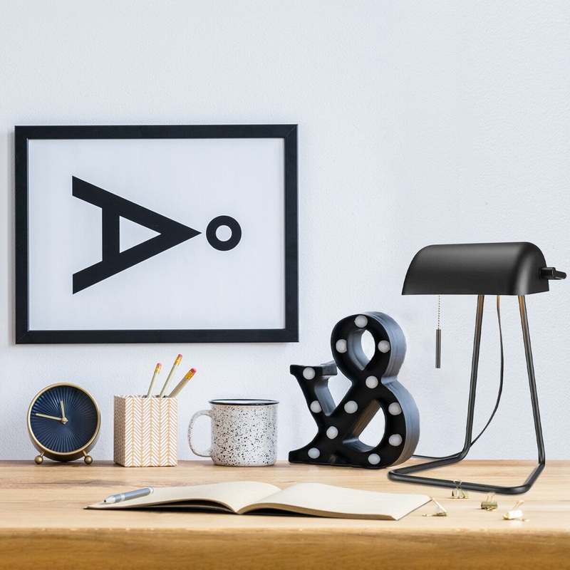 Harrison 15" Matte Black Bankers Task Lamp