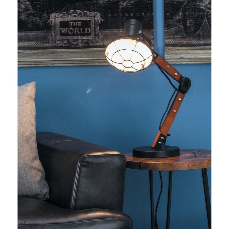 Industrial Iron and Rubber Wood Adjustable Task Lamp by Studio 350