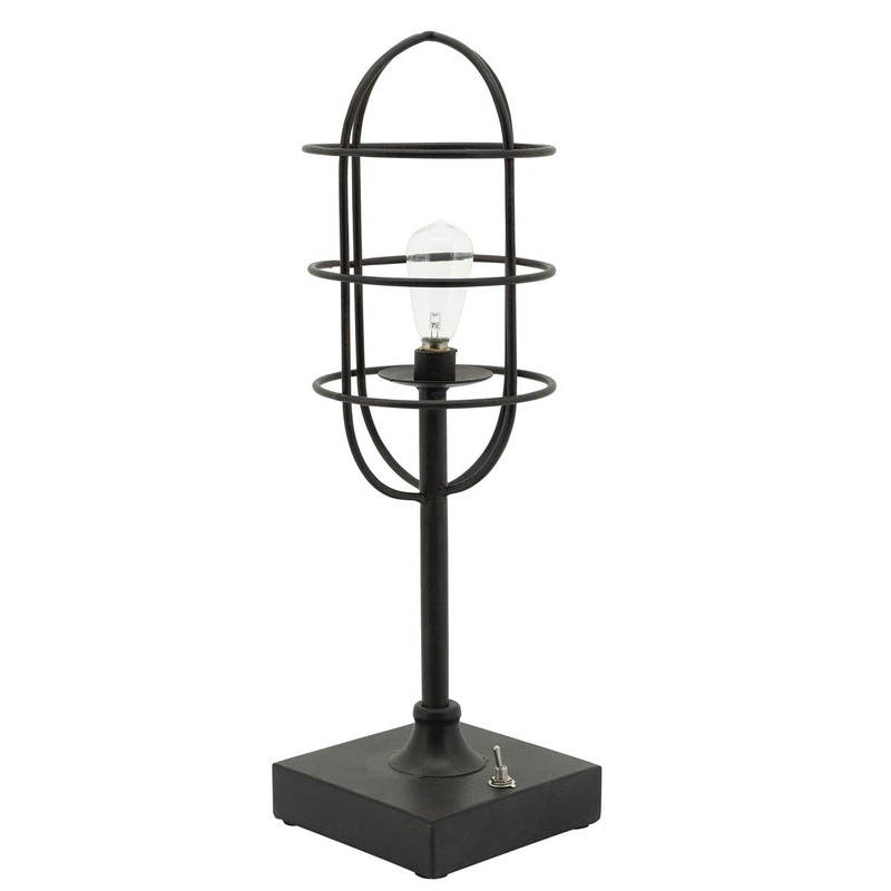 Industrial Metal Table Led Lamp, Black 13.8"H - 4.1" x 4.1" x 13.8"