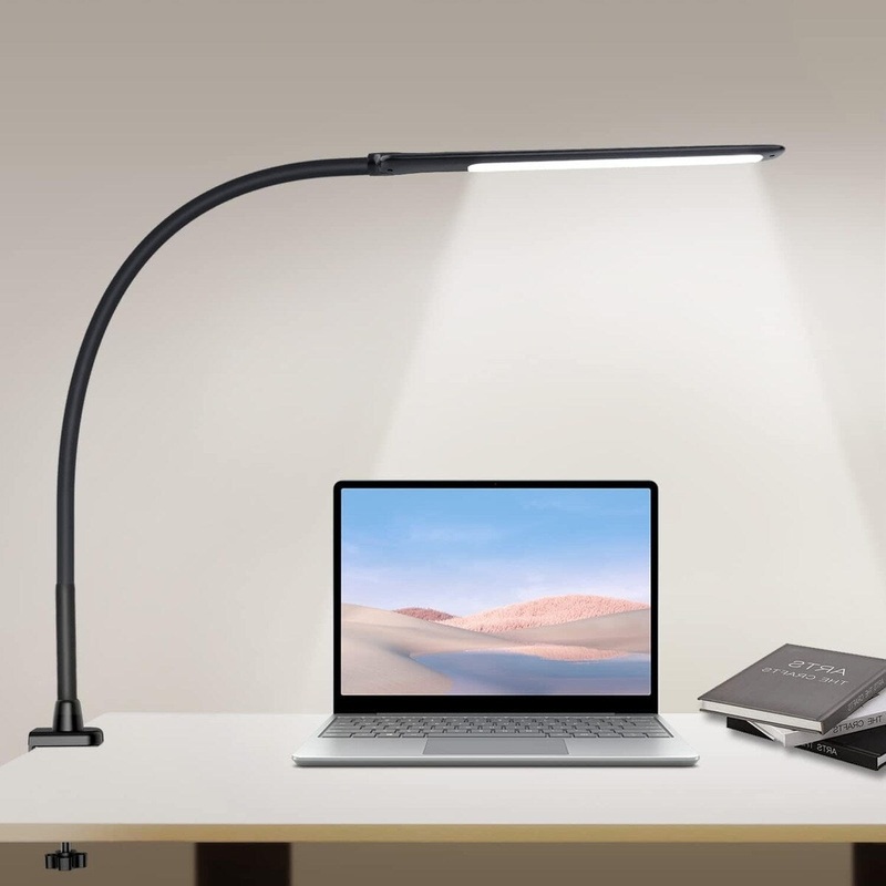 LED Desk Lamp with Clamp,10W Flexible Gooseneck Architect Table Lamp with Touch Control - 5 Brightness Levels & 4 Color Modes