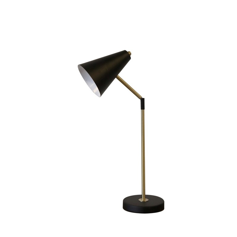 Metal 25" Cone Shade Desk Lamp, Black