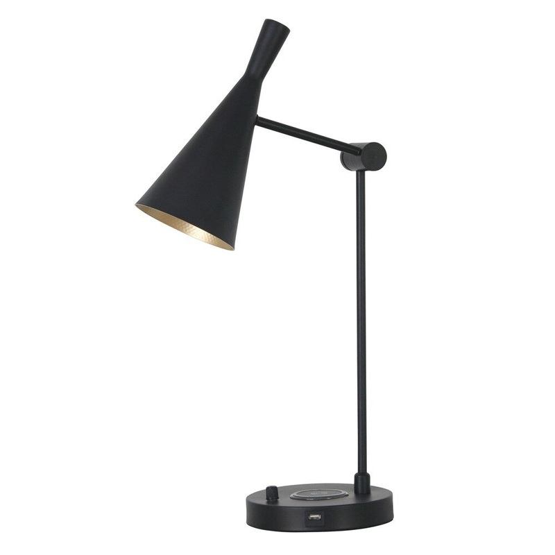 Metal 26" Task Lamp W/Wifi Charging Pad, Black