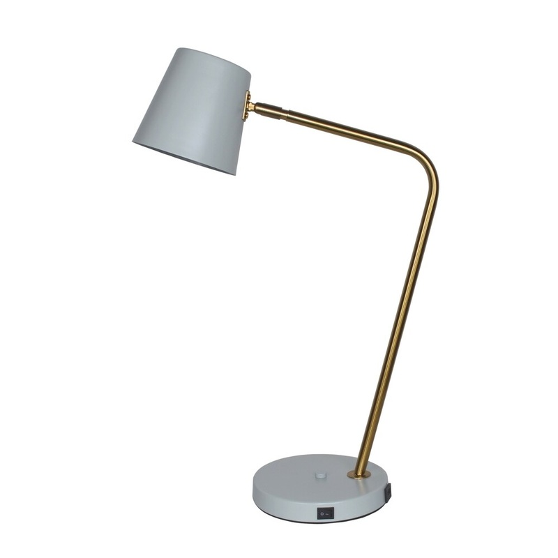 Metal Task Table Lamp, Matte Gray, 24"