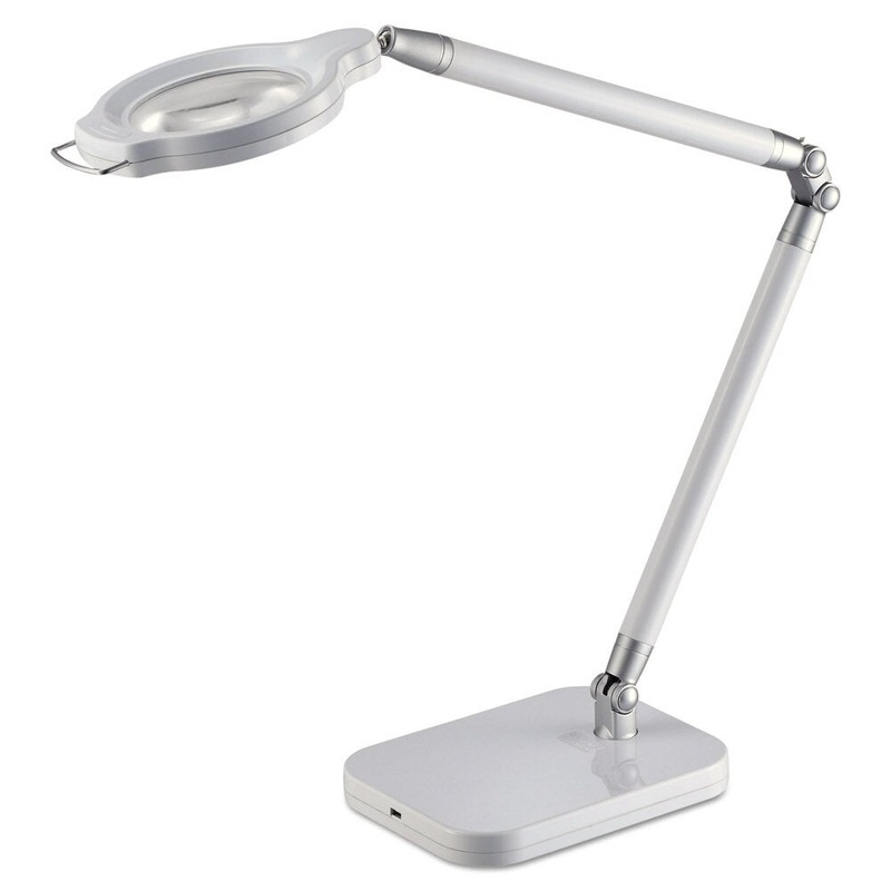 BLACK+DECKER PureOptics Summit Zoom Ultra Reach Magnifier LED Desk Light, 2 Prong, 29", White
